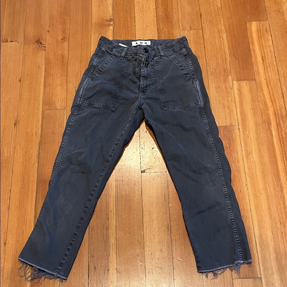 AMO Washed Black Easy Army Trousers